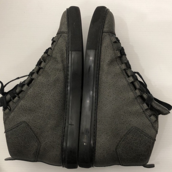 BALENCIAGA GREY LEATHER HIGH ARENA SNEAKERS MENS SIZE 45 - Picture 12 of 16